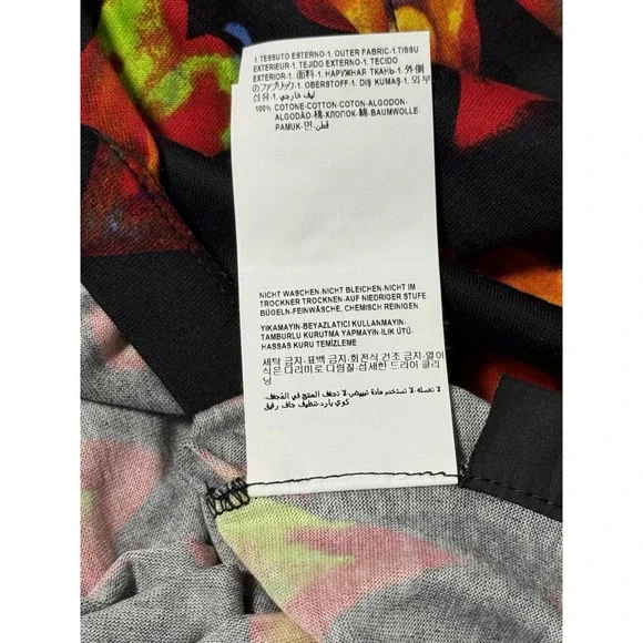 sz XSNEW $650 VERSACE Mens Black Cotton ‎ HEART RUNWAY PRINT Crew Neck T-SHIRT